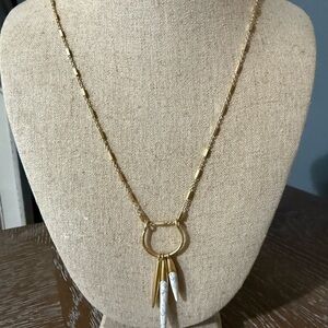 Stella & Dot Gold Necklace with White Accents